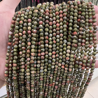 Perles en vrac de pierre naturelle unakite facettée de 2 mm, 3 mm, 4 mm pour la fabrication de bijoux, vente en gros