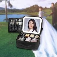 2023 nouvelle grande capacité bureau cosmétique boîte de rangement étanche en cuir voyage portable sac de maquillage étui avec miroir de lumière LED