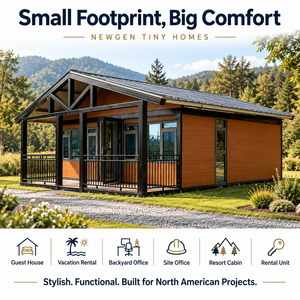 บ้านสำเร็จรูปทรงโมเดิร์น Newgen Tiny Homes บ้านไม้สำเร็จรูปทรงสี่เหลี่ยมผืนผ้า สำหรับบ้านพักตากอากาศ สำนักงานในสวนหลังบ้าน - Product Image 1