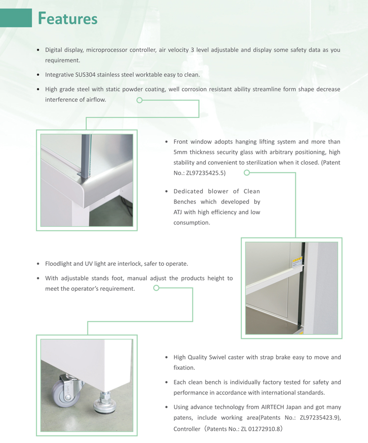 Flow Hood Biological Safety Cabinet Stainless Steel Laminar Flow Cabinet Vertical Type