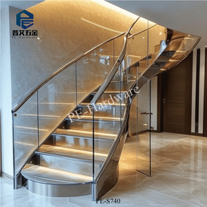 ราวบันไดสแตนเลสสีทองหรูหราทันสมัยพร้อมราวจับผิวกระจกสำหรับใช้ในโรงแรม - Product Image 2