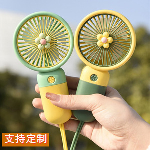 Mini ventilador portátil de mano, recargable por USB, ligero, con diseño de flores, para estudiantes y uso en exteriores - Product Image 1