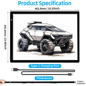 Ultra sottile a 3 livelli dimmerabile traccia luce LED Pad ricaricabile A3 tavolo da disegno portatile con certificato CE/FCC/ROHS/C-Tick - Product Image 2