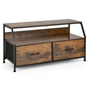 Meuble TV pour téléviseurs jusqu'à 40 "composé de <span class=keywords><strong>2</strong></span> étagères ouvertes et de <span class=keywords><strong>2</strong></span> tiroirs coulissants en tissu <span class=keywords><strong>Commode</strong></span> à <span class=keywords><strong>2</strong></span> tiroirs - Product Image 6