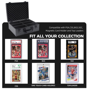 Estuche de Aluminio Resistente de 6 Ranuras con Separadores Negros para 135 Tarjetas Deportivas Coleccionables, Personalizado OEM, Directo de Fábrica - Product Image 2