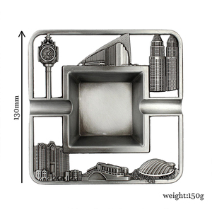 Cenicero <span class=keywords><strong>de</strong></span> Cigarros Portátil <span class=keywords><strong>de</strong></span> Metal Plateado, Diseño Antiguo Moderno con Logotipo Personalizado, para Regalo o Souvenir Turístico, Venta al Por Mayor <span class=keywords><strong>de</strong></span> Fábrica - Product Image 2