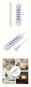 Multipresa in Rame Puro a 5 Prese con 3 Porte USB-A, <span class=keywords><strong>Corrente</strong></span> Nominale 10A, Standard Cileno, per Uso Domestico - Product Image 4