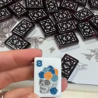 Tuiles de Mahjong Américaines Thème Jour des Morts Mexicain – Ensemble de Tuiles de Mahjong à Motif Jour des Morts pour Jeu de Société Portable