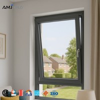 Fenêtre à battant insonorisée en verre trempé double AMJ, fenêtres en aluminium pour hôtel, résidence, villa