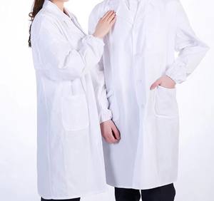 Telas de Bata de laboratorio duraderas para hospitales para uso prolongado, bata médica polivinílico de algodón de manga larga, uniforme de batas de laboratorio Unisex blanco - Product Image 2