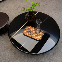 Table basse de luxe en pierre naturelle, table à manger en marbre noir avec veines dorées