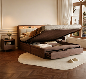 <span class=keywords><strong>Cama</strong></span> de Madera Maciza Estilo Nórdico, <span class=keywords><strong>Cama</strong></span> de Roble con Base Tipo Caja, Estilo Japonés Moderno y Sencillo, <span class=keywords><strong>Cama</strong></span> Doble con Almacenamiento para Dormitorio Principal - Product Image 6