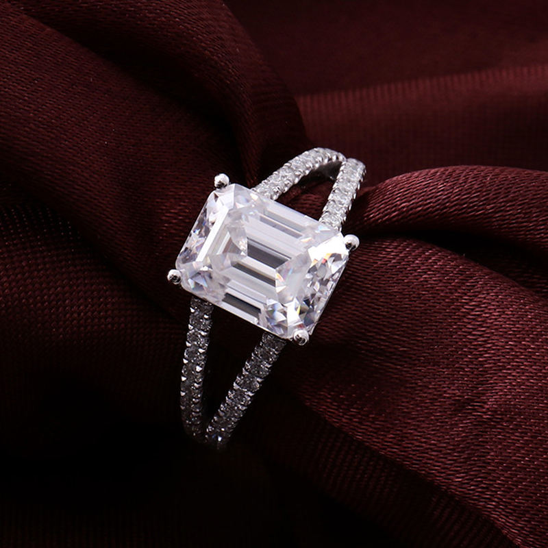 Bague moissanite en or massif 18 carats véritable