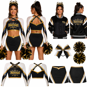 Tenues de danse et de cheerleading à sublimation de strass, avec pompons et nœuds, pour filles, uniformes et costumes de cheerleaders de la série <span class=keywords><strong>Cheer</strong></span> - Product Image 1