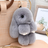 Gantungan Kunci Kelinci Rex Mini Bulu Lembut Boneka Plush Dekorasi Tas Mobil Hadiah untuk Wanita Grosir