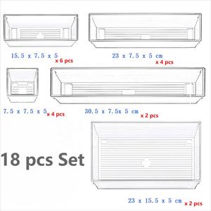 Ensemble de 18 diviseurs de tiroir transparents plateau organisateur de maquillage pour chambre à coucher salle de bain organisateur de tiroir pour cosmétiques - Product Image 2