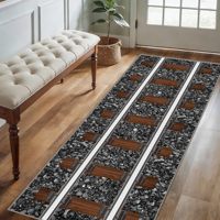 Railway Extra Long Hallway Runner Rug Realistic Train Track Stone Print Faux Cashmere Non-Slip Washable Carpet for Bedroom