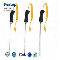 WRNK-187 K Type Armored Handheld Thermocouple Stainless Steel Probe Sensor Suhu Tinggi untuk Aluminium Cair, Seng, Air