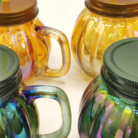 Mug en verre et métal en forme de melon, avec couvercle et paille, de qualité alimentaire, réutilisable, fait main, moderne, tendance, durable, coloré, vaisselle à boisson