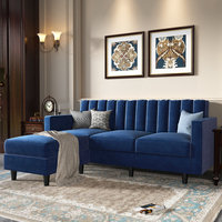 ODM Factory Direkt versorgungs sofas Nice Navy Samts toff 3-Sitzer Ottomane gepolsterte Sofa garnitur Möbel