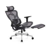 Chaise de bureau à dossier haut testée BIFMA avec appui-tête rotatif, coussin lombaire en mousse et repose-pieds rétractable pour bureau à domicile
