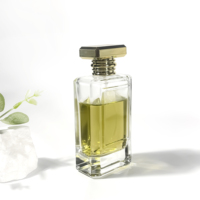 Nouvelle conception de flacon de parfum rectangulaire transparent en verre, vaporisateur de parfum, flacon vide pour emballage, 100 ml