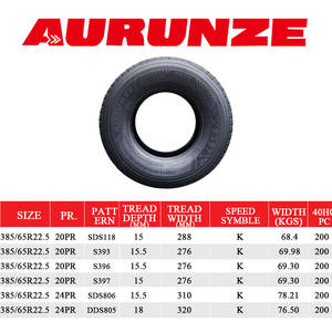 Vente en gros AURUNZE 385/65R22.5 Pneus radiaux pour semi-camion Fabricant de caoutchouc Pneus TBR haute performance à kilométrage élevé Bande de roulement unique - Product Image 6