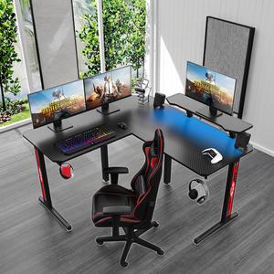 Verstelbare L-Vormige Grote Rgb Gaming Bureau Voor <span class=keywords><strong>Pc</strong></span> Moderne Omkeerbare Monitor <span class=keywords><strong>Stand</strong></span> Hoek <span class=keywords><strong>Computer</strong></span> <span class=keywords><strong>Pc</strong></span> Tafel Voor Gamer Kantoor - Product Image 2