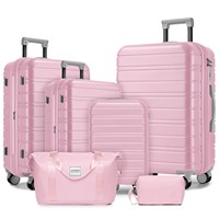 Ensemble de valises de voyage élégantes violettes 6 pièces pour vacances en famille, sacs de voyage multi-tailles avec sac fourre-tout et trousse de toilette