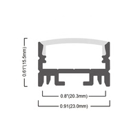 Bande lumineuse de plafond en aluminium, 23x15.5MM, pour cuisine, Bar, armoire, dissipateur de chaleur, boîtier, Extrusion, PC, PMMA, couverture, aluminium, profil Led