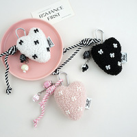 Llaveros de Peluche Corazón Coquette al por Mayor - Mini Lazo y Cuerda Trenzada, Regalos a Granel, Cuerda Trenzada, Lindo Regalo Coquette para Ella