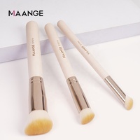 MAANGE Lot de 3 pinceaux de maquillage pour fond de teint pinceau correcteur coudé lot de 3 pinceaux de maquillage de haute qualité avec logo personnalisé