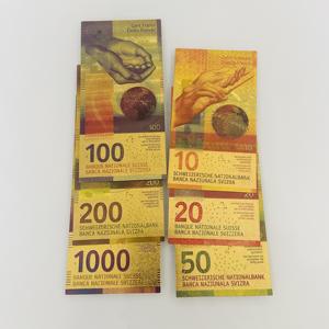 Ensemble de billets de banque en feuille d'or du <span class=keywords><strong>Franc</strong></span> <span class=keywords><strong>Suisse</strong></span>, 6 pièces (10, <span class=keywords><strong>20</strong></span>, 50, 100, 200, 1000 Francs) pour cadeaux, souvenirs, lot mixte de billets en feuille d'or - Product Image 5