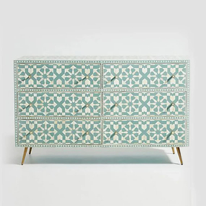 Armoires de rangement à 3 tiroirs en incrustation d'os pour le salon Table console d'angle en incrustation d'os de haute qualité avec 3 tiroirs de rangement - Product Image 4