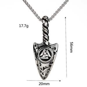 Collar con Colgante de Acero Inoxidable para Hombre, Estilo Nórdico Vintage, con Símbolo de Brújula Triangular, Diseño Geométrico, Regalo de Joyería - Product Image 5