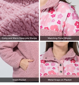 Patchwork Femmes Contraste Lâche OEM/ODM Sherpa <span class=keywords><strong>Veste</strong></span> Aztèque Polaire Bouton Up Pull À Capuche Sans String Sweat Surdimensionné - Product Image 2