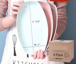 Ensemble de vaisselle en paille de blé incassable, 6 pièces, compatible micro-ondes, assiettes colorées de 11,5 pouces, récipient alimentaire biodégradable - Product Image 4