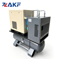 Compresor de Aire de Tornillo Industrial Rotativo ZAKF Pequeño de 3.7KW 5HP Monofásico 230V 50HZ Todo en Uno con VSD PM, Secador y Tanque