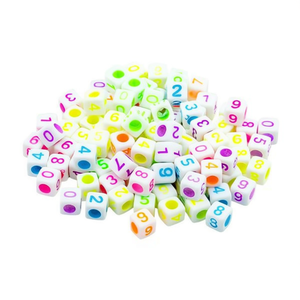 ILAN Perline Acriliche Quadrate 6x6mm con Numeri Fluorescenti per Creazione di Gioielli - Product Image 1