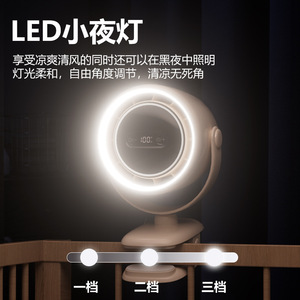 Ventilateur à pince avec lumière, affichage numérique USB, crochet de bureau, aromathérapie, mini ventilateur électrique, conception sans balais, modèle breveté GF15 - Product Image 4