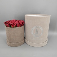 Boîtes cadeaux rondes en carton recyclé gris personnalisées pour bouquets et fleurs avec emballage de présentation en feuille d'aluminium avec logo personnalisé