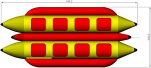 Bateau de remorquage gonflable en PVC pour sports nautiques, double rangée 8 places, type banane, jeu de remorquage aquatique gonflable - Product Image 2