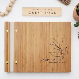 Commercio all'ingrosso personalizzato in legno ricevimento di nozze Memorial Guest Book fotografico in legno