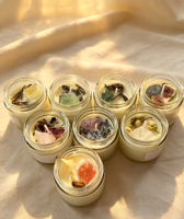 Lilin Aroma Kedelai Buatan Tangan Label Pribadi dengan Bunga Kering dan Batu Kristal untuk Dekorasi Rumah, Hadiah Pernikahan, Natal