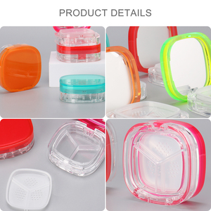 工厂定制材料方形散粉容器3色底部填充粉盒带镜子 - Product Image 3