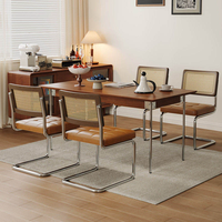 Ensemble de table à manger en bois massif de luxe moderne avec pieds en métal, 4 places, table et chaises multifonctionnelles, design gain de place pour la maison