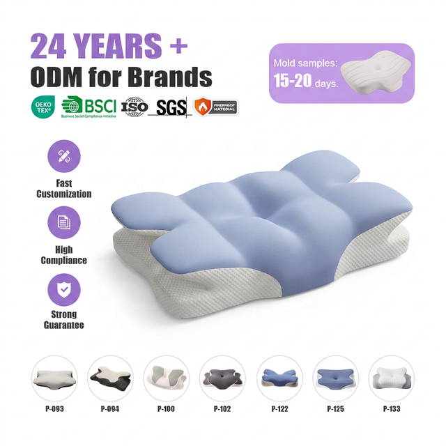 Lianda Ergonomic Cervical Contour Memory Foam Pillow with Slow Rebound for Neck Pain Relief and Sleep Comfort
