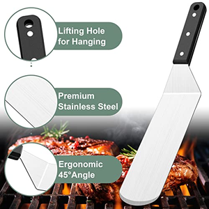 Spatule en acier inoxydable avec manche en plastique, résistante à la chaleur et antiadhésive, pour la cuisson, le barbecue, le service – crêpes, œufs, steak, poisson, dessert - Product Image 4