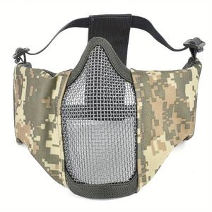 Casque tactique camouflage et masque de protection inférieur en maille métallique pour le visage et les oreilles, équipement de combat en plein air - Product Image 6