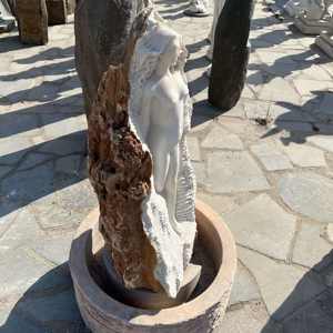 Estatua grande tallada de jardín natural, Granito de mármol blanco, Sirenita - Product Image 3